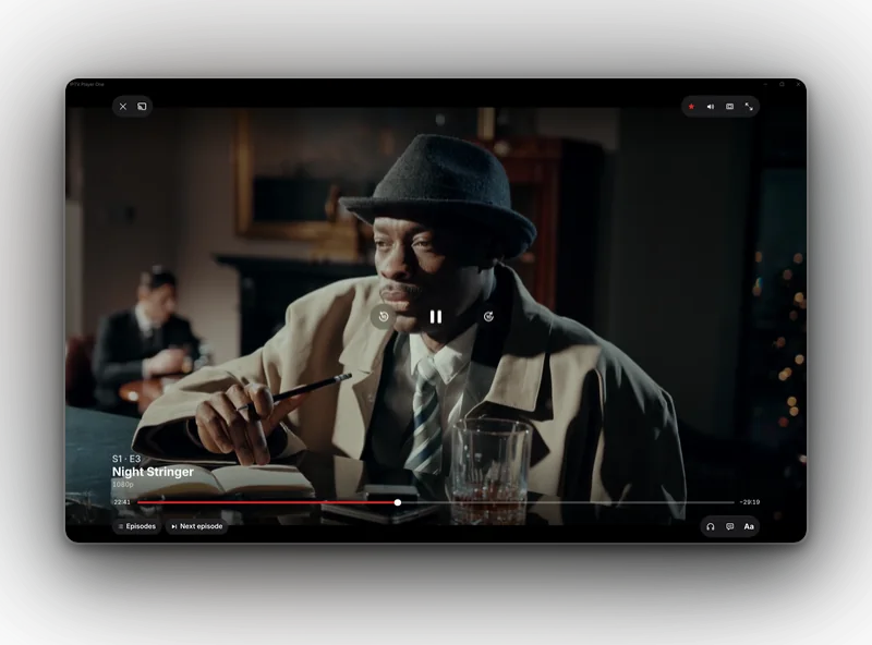 The IPTV Player One video player in a window on Windows
