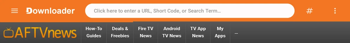 Downloader with the white input field at the top: Click here to enter a URL, Short Code, or Search Term